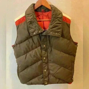 Vintage Holubar Brown/Orange/Cream Goose Down Snap Vest Puffer XL TNF Boulder